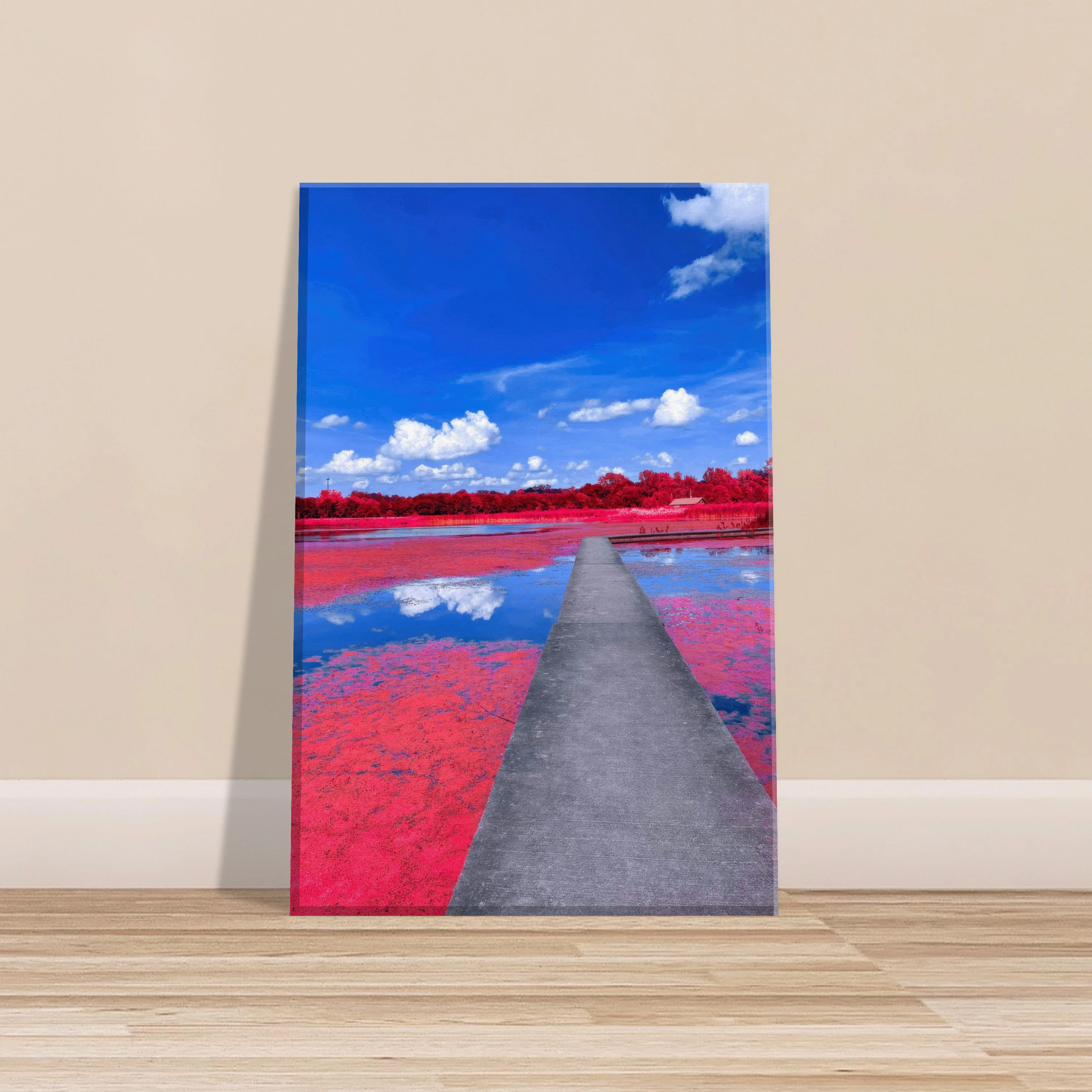 print leaning up against a wall.